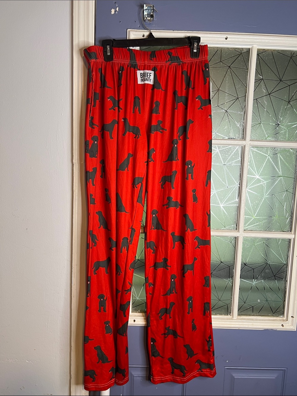 Brief insanity men’s large Red Dog Print Pajama Pants